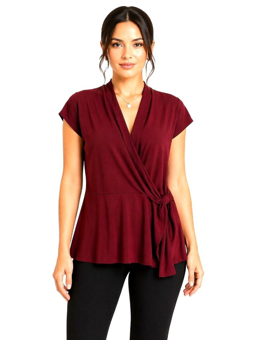 Unbranded SIZE XL/G Wrap Dress With Knot Detail Polyester Rayon Blend Purple